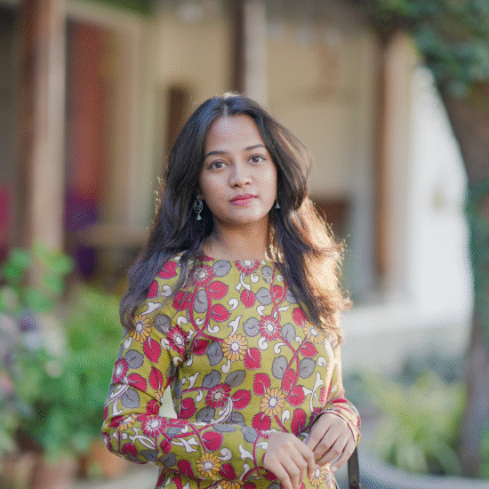Silk Kalamkari Kurti (Olive Green)