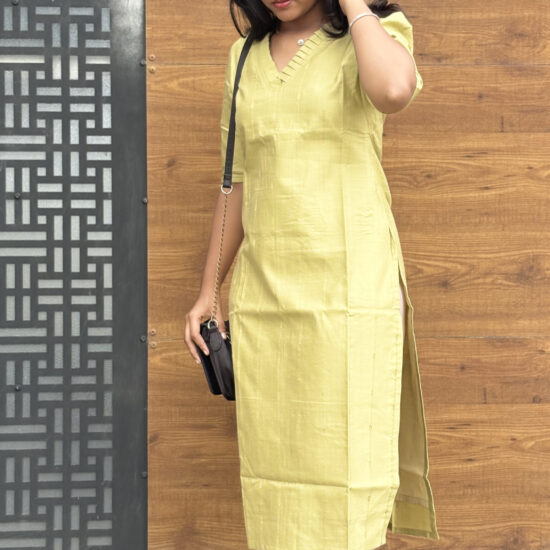 Handloom Silk Kurti (Pista Green)