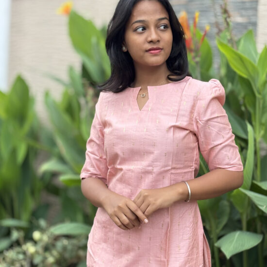 Handloom Silk Kurti (Pink)
