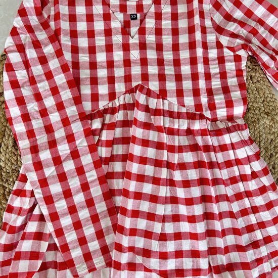 Red Checked Pepulum Top